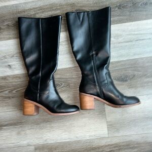Dolce Vita Black Leather Knee-High Boots Wide Calf size 10